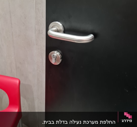 ידית ודלת עם מנעול כסוף